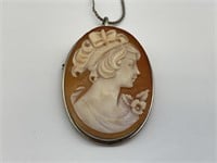 Coin Silver Victorian Cameo Pendant.