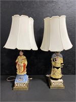 Artist Signed Porcelain Japanese Lamps.