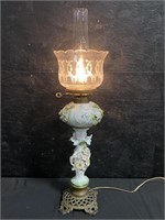 Porcelain Lamp w/ Applied Flowers.