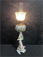 Victorian Porcelain Lamp w/ Applied Floral.