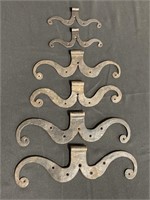 Primitive Wrought Iron Rams Horn Hinges.