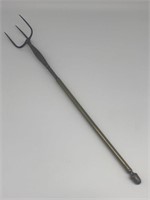 18th C Signed S.P. Primitive Wrought Iron Fork.