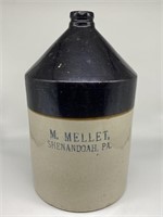 Mellet Shenandoah PA Stoneware Jug.
