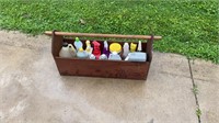 Wooden Toolbox and Cleaning Supplies