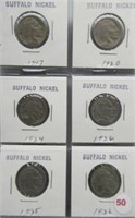 Collection of (6) Buffalo Nickels.