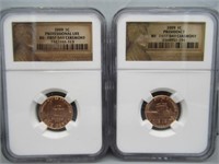 (2) BU First Day ceremony NGC Pennies. Titled