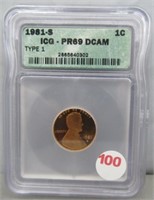 1981-S Lincoln Penny ICG Certified PR 69 DCAM.