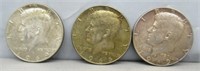 (3) Kennedy Half Dollars. Dates Include: 1966 and