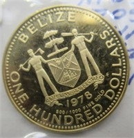 1978 $100 Belize 6.21 Gram 500/1000 Fine Gold Coin
