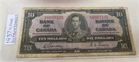 1937 TEN DOLLARS CANADIAN BILL