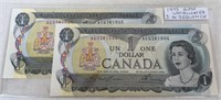 1937 UNCIRCULATED ONE DOLLAR CANADIAN BILL IN
