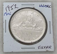 1952 UNCIRCULATED SILVER CANADIAN DOLLAR