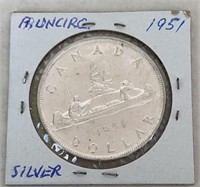 1951 UNCIRCULATED SILVER CANADIAN DOLLAR