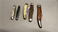 Lot of Five Damaged Pocket Knives Case Sabre