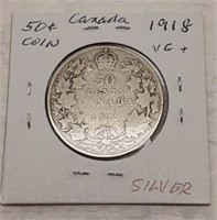 1918 CANADIAN SILVER HALF DOLLAR