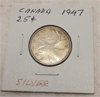 1947 CANADIAN SILVER QUARTER DOLLAR