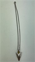 Arrowhead Pendant Necklace Silver Toned 18 inch
