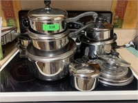 LOT OF STAINLESS STEEL COOKWARE FARBERWARE MORE