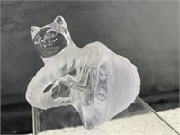 Cristal Sevres France, Cat in Basket Paperweight