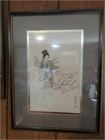 Framed Asian woman art