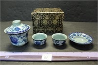 PRETTY BLUE & WHITE DISHES - SMALL CHIP ON 1 BOWL
