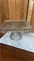 Heavy square fostoria cake stand