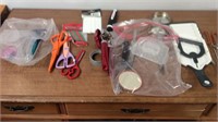 Bags of scissors and kitchen utensils
