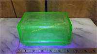 Vaseline glass butter dish