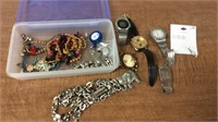 Box of miscellaneous watches and jewelry