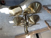 pair of brass hanging lights