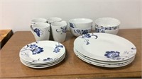 Four place settings of Bluefield porcelain dishes