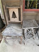 rustic chair w/ side table