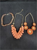 (3) Coral Necklaces
