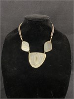 Chico's Agate & Leather Bib Necklace