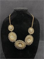 Circular Gold Toned Fashion Necklace