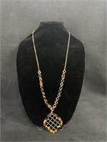 Clover Pendant Long Gold Tone, Necklace