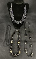 (4) Black Beaded Necklaces