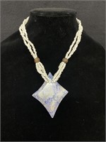 Large Diamond Shaped Pendant Necklace