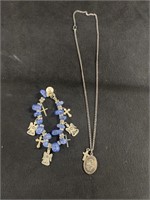 Cross Bracelet and Necklace with Saint Anthony