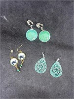 (3) Pairs of Green Earrings