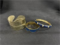 (3) Blue and Gold Bracelets