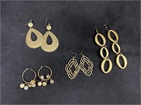 (4) Gold Fashion Earrings