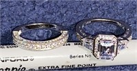 2 Silver Ring Set CZ .925 6.4 grams size 6.5