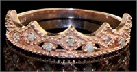 Rose Toned Natural Diamond Crown Ring