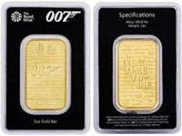 One Ounce: Royal Mint James Bond .999 Gold Bar