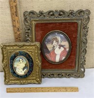 Pair of cameo style portraits in ornate frames