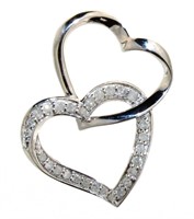 Genuine 1/4 ct Diamond Hearts Pendant