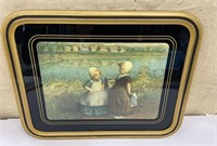 Framed print - young girls along river w/ dolls