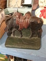 Pair of standing horse with saddle bookends very