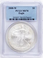 Coin 2008-W Silver Eagle,PCGS MS70